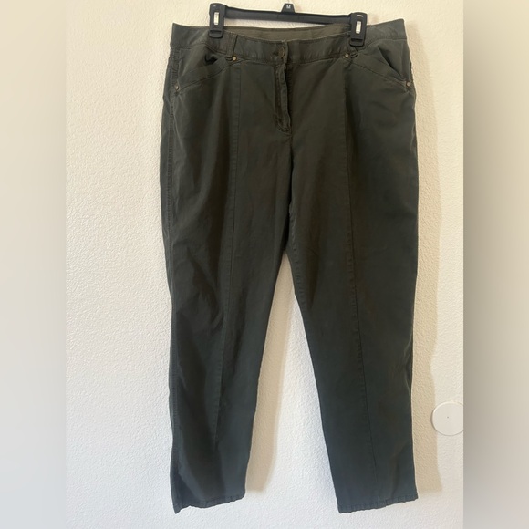 Chicos‎ Womens Pants straight ankle-length Size 2.5 (12/14) Green Pockets Button - Picture 6 of 16